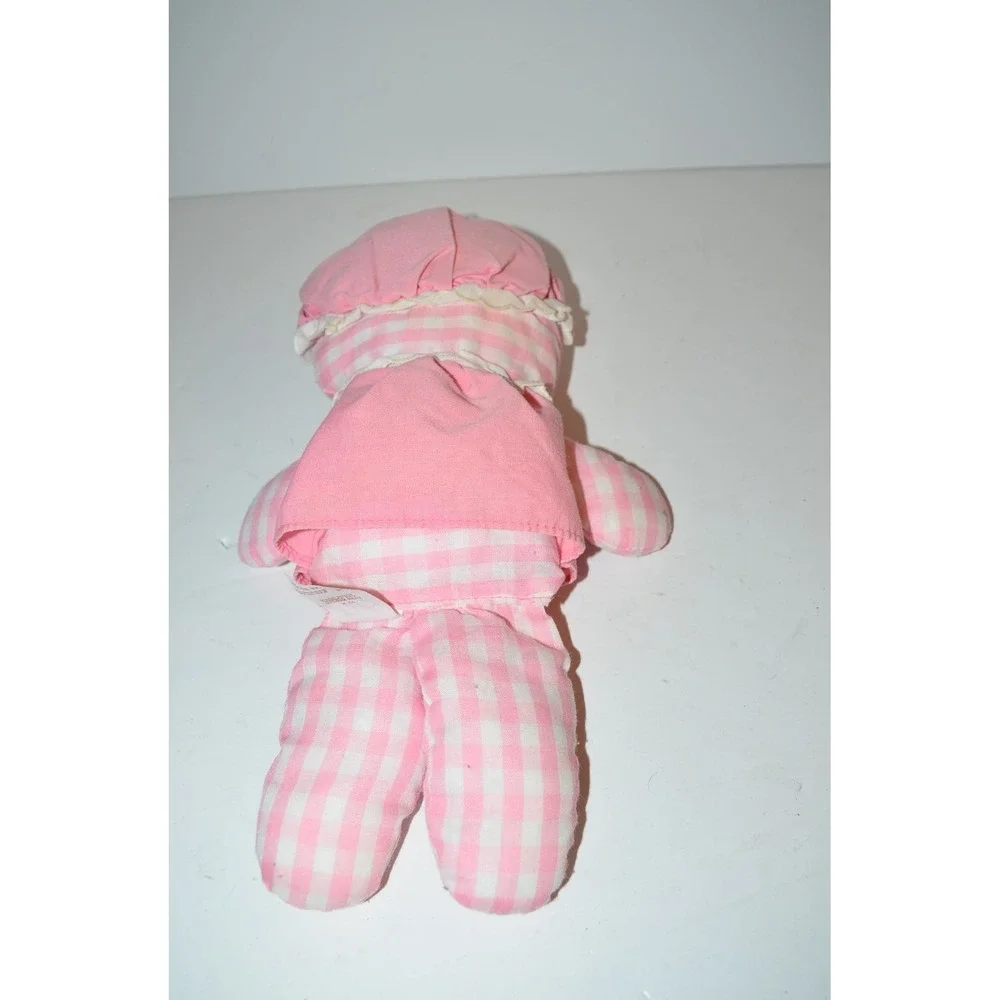 Vtg Fisher Price 1975 Lolly Rattle Doll Pink Checkered Gingham 12